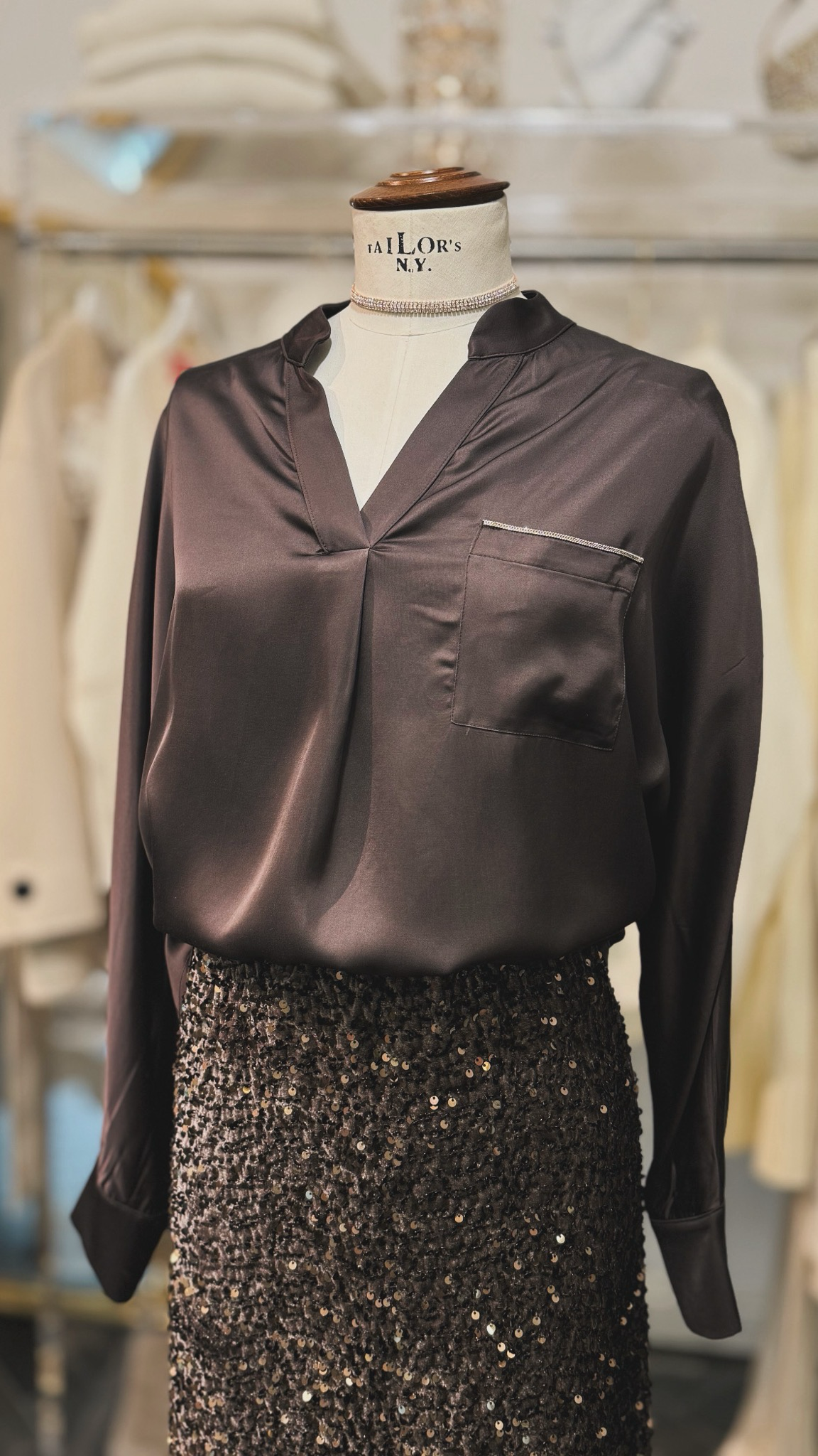 Gonna marrone paillettes