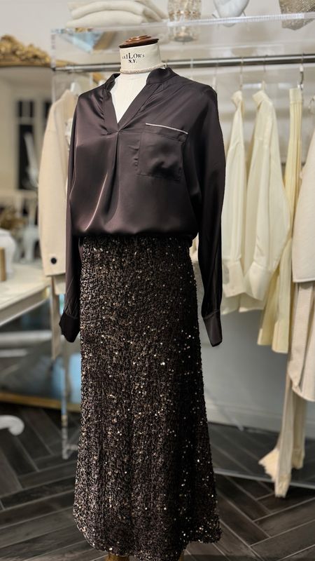 Gonna marrone paillettes