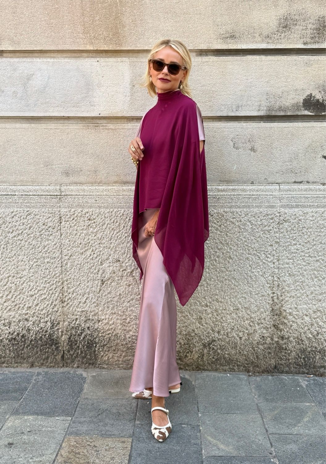 Poncho a blusa Lampone