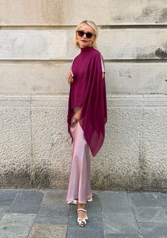 Poncho a blusa Lampone