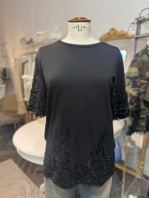 T shirt nera ricamata