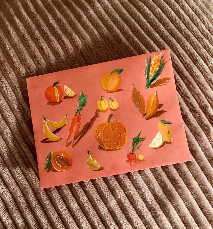 Tiny Fruits and Vegetables - Original Gouache Painting