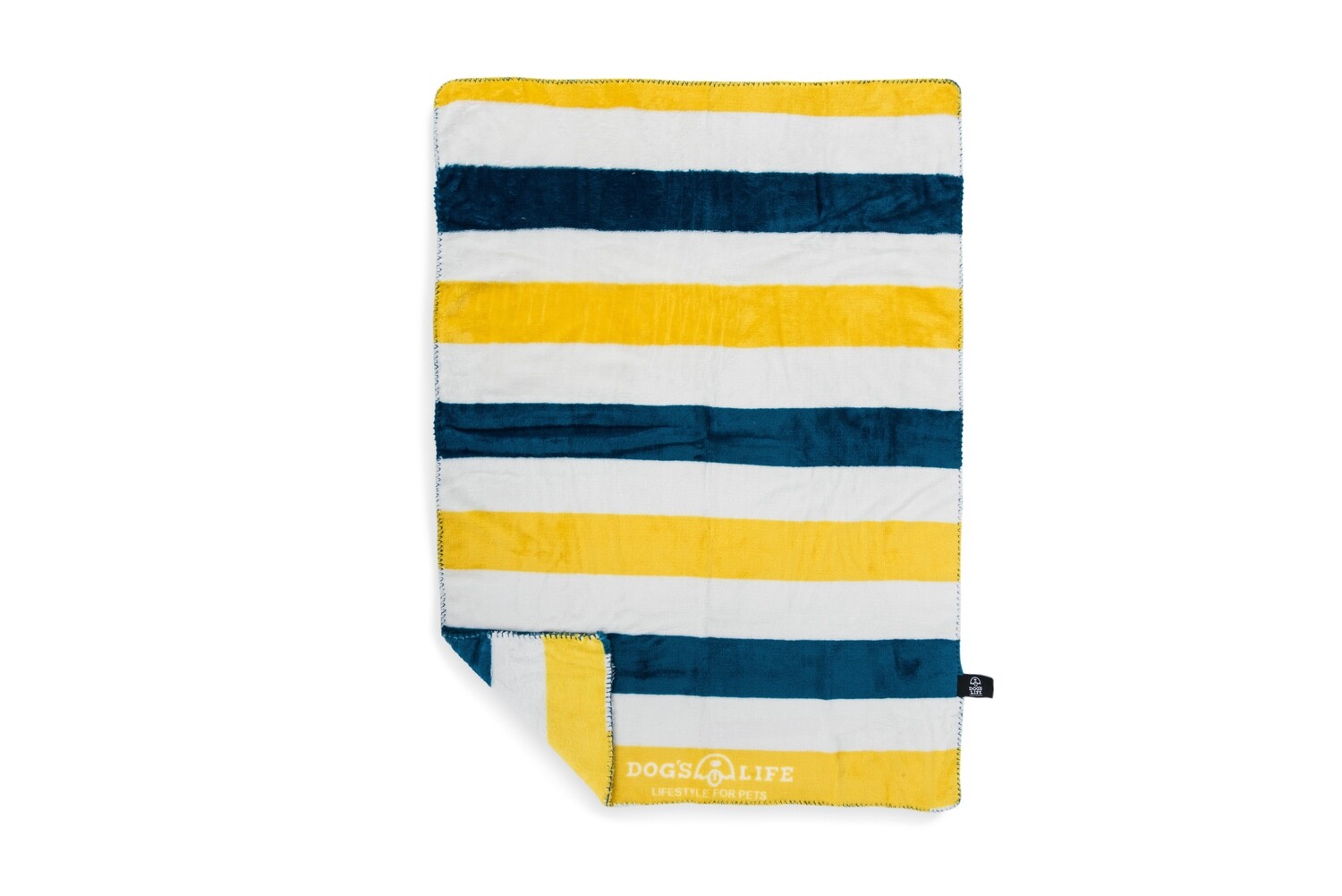 Dog&#39;s Life Broad Stripe Blanket Navy Yellow Stripe