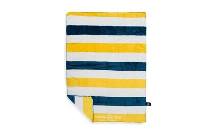 Dog&#39;s Life Broad Stripe Blanket Navy Yellow Stripe