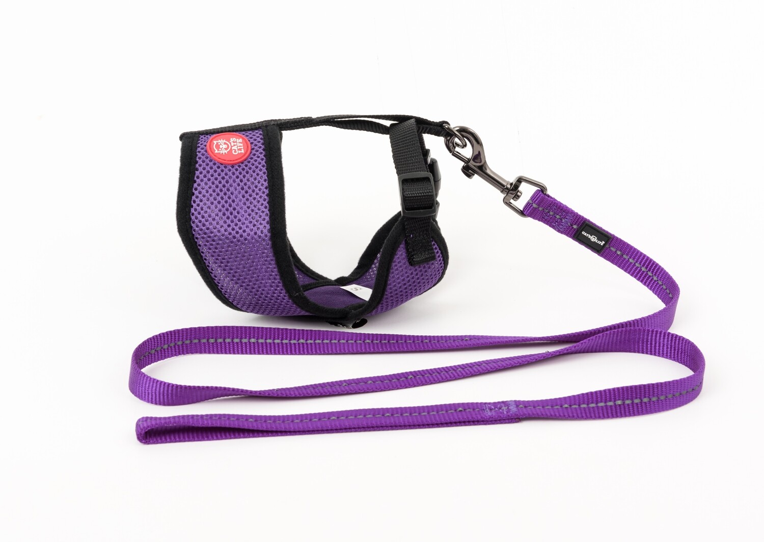 Mini Soft Harness for Cats with Velcro Purple with Leash