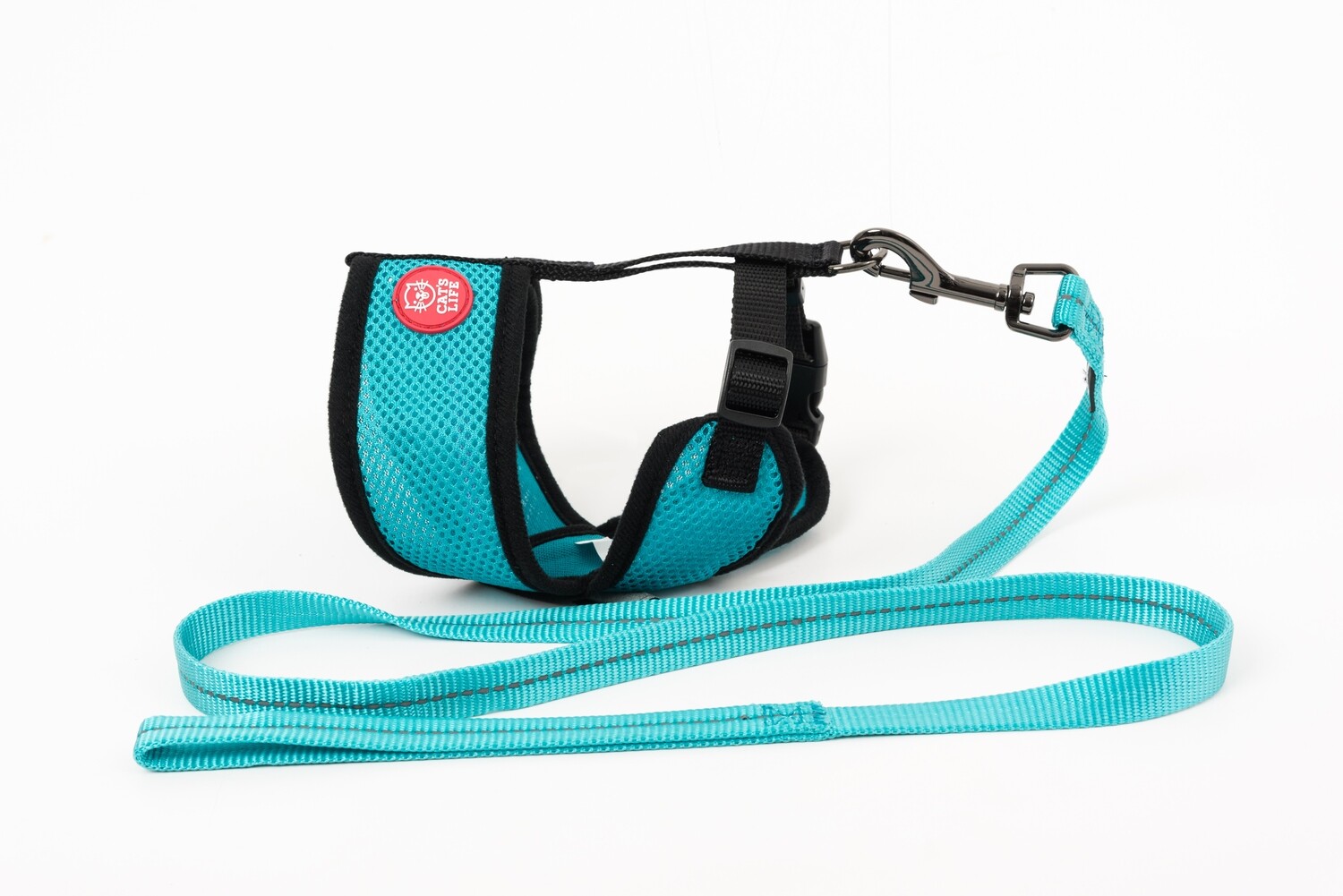 Mini Soft Harness for Cats with Velcro Turquoises with Leash