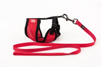 Mini Soft Harness for Cats with Velcro Red with Leash
