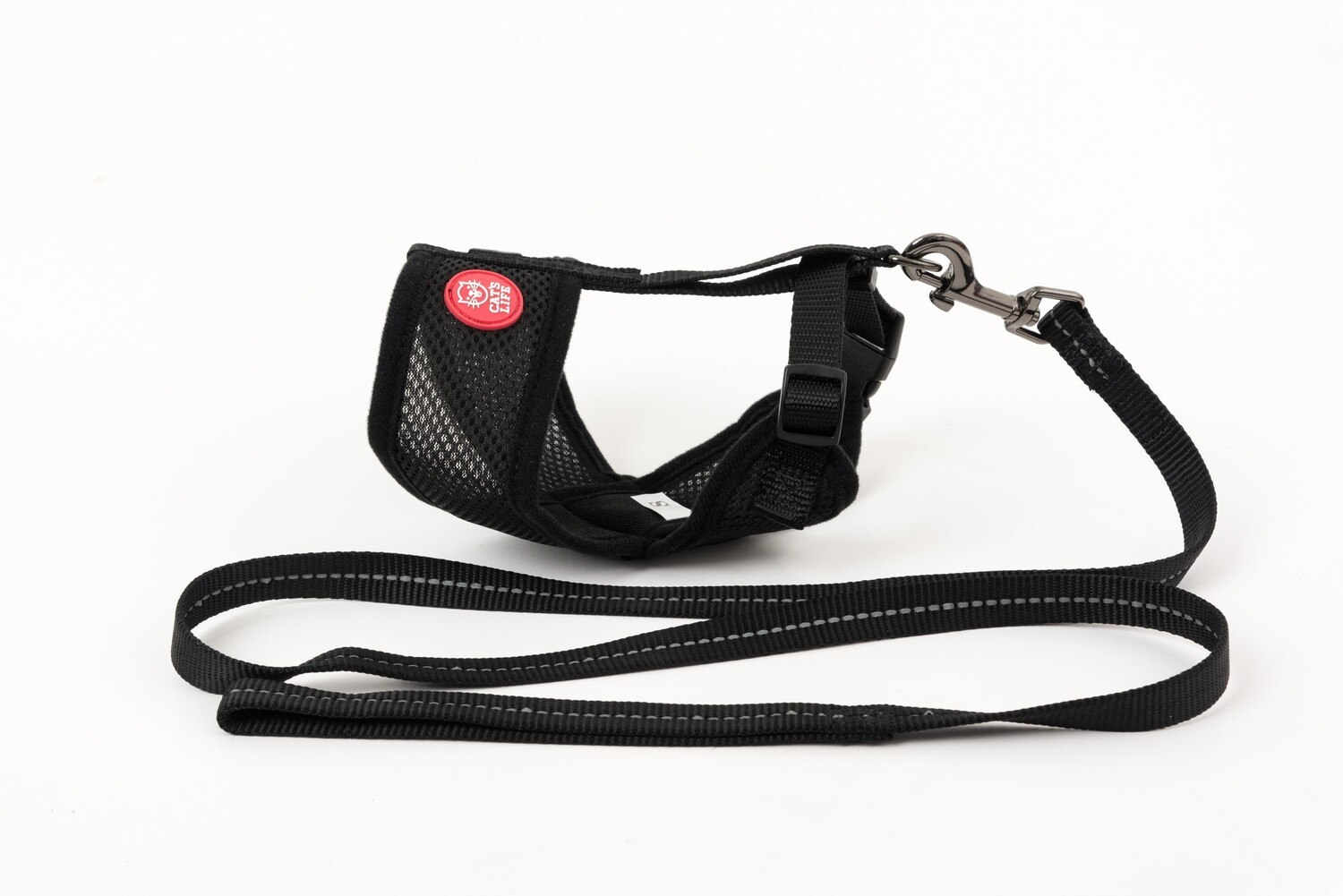 Mini Soft Harness for Cats with Velcro Black with Leash