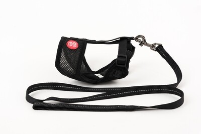 Mini Soft Harness for Cats with Velcro Black with Leash