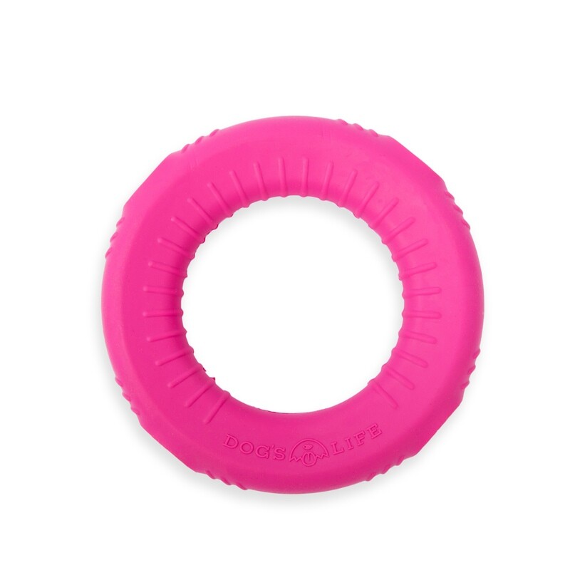 Dog's Life Natural Rubber Dog Toy Gloop Loop Hot Pink