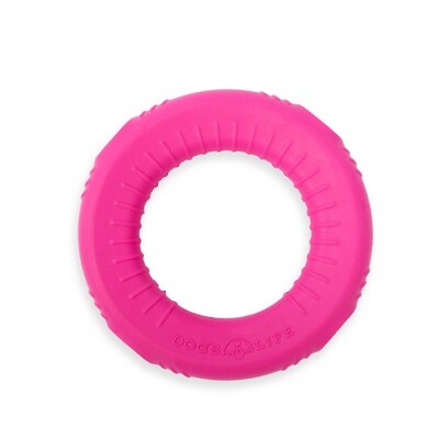 Dog's Life Natural Rubber Dog Toy Gloop Loop Hot Pink