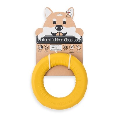 Dog&#39;s Life Natural Rubber Dog Toy Gloop Loop Yellow