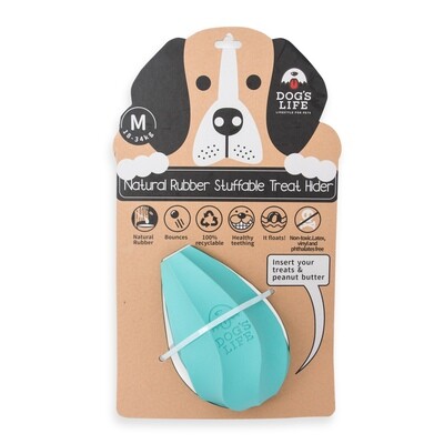 Dog&#39;s Life Natural Rubber Stuffable Dog Toy Turquoise