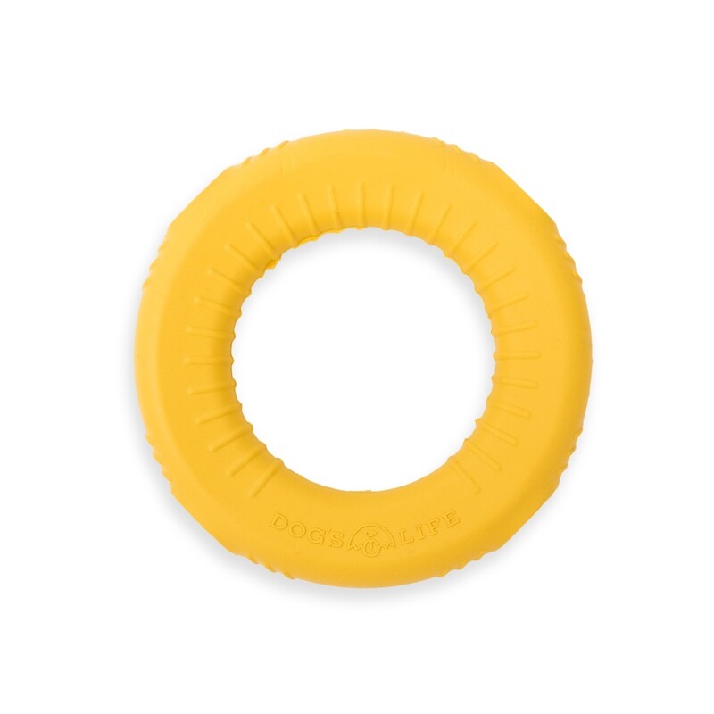 Dog's Life Natural Rubber Dog Toy Gloop Loop Yellow