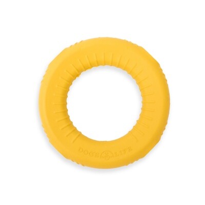 Dog's Life Natural Rubber Dog Toy Gloop Loop Yellow