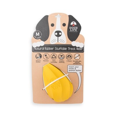 Dog&#39;s Life Natural Rubber Stuffable Dog Toy Yellow