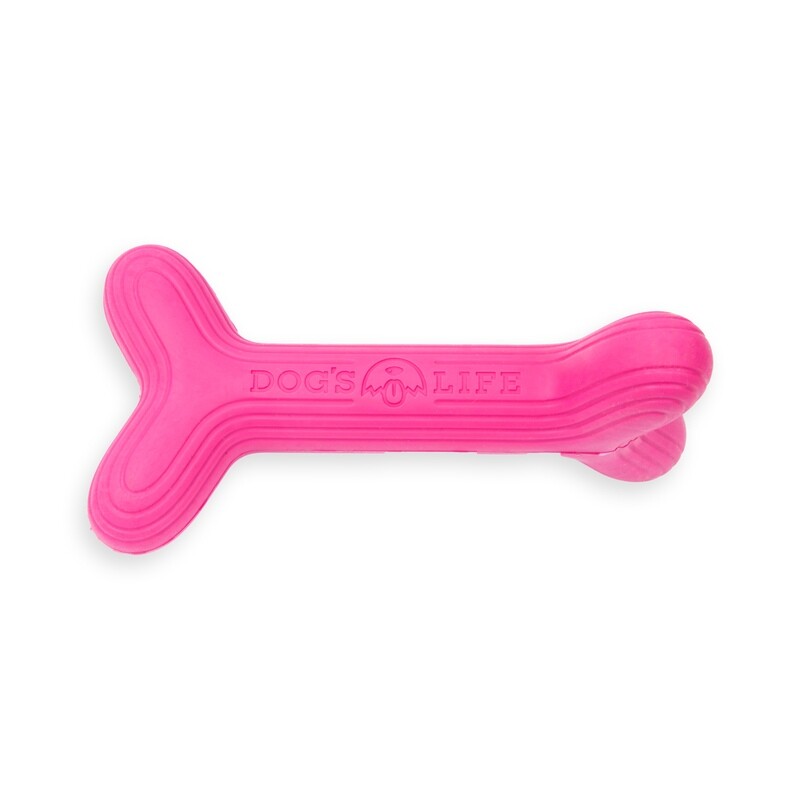 Dog's Life Natural Rubber Dog Toy Fetchstix Hot Pink