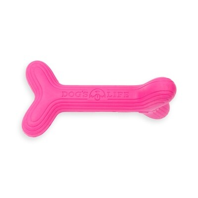 Dog's Life Natural Rubber Dog Toy Fetchstix Hot Pink