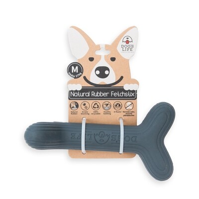 Dog&#39;s Life Natural Rubber Dog Toy Fetchstix Grey