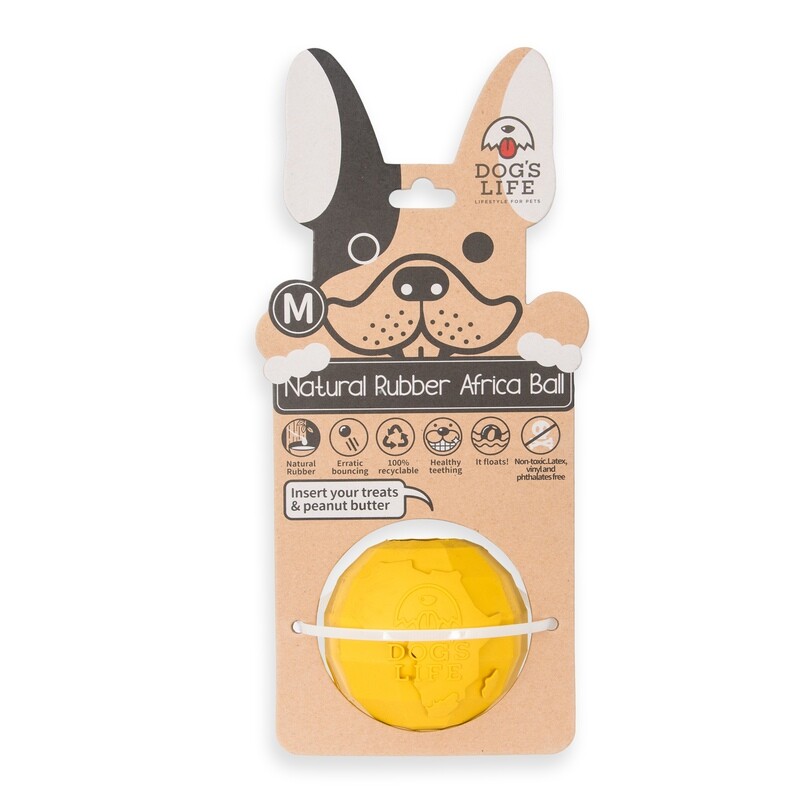 Dog&#39;s Life Natural Rubber Dog Toy Africa Yellow