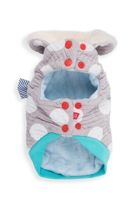Polkedot Winter Cape With Stripe Bow Grey