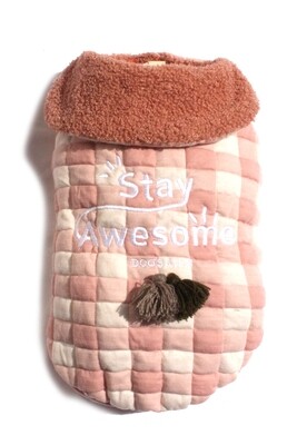 Stay Awesome Checkered Cape Pink