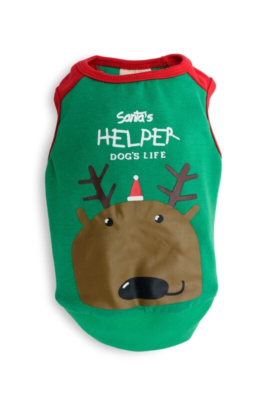 Santa's Helper Reindeer Tee Green