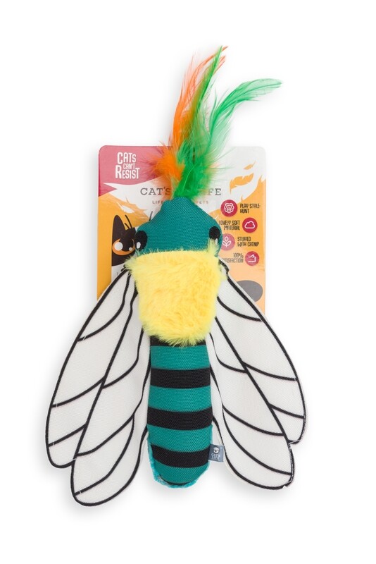 Beetle Cat Toy Green W/Feather 18cm