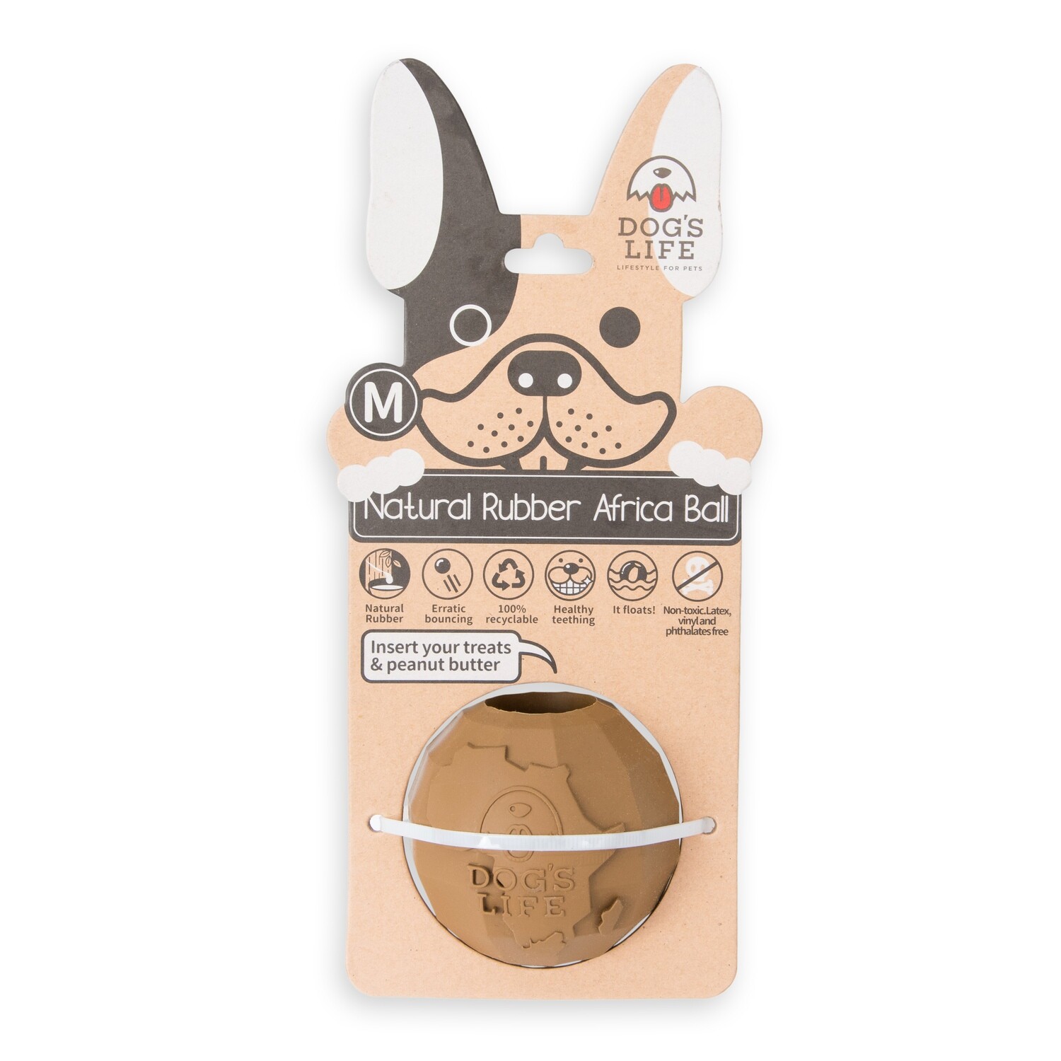 Dog&#39;s Life Natural Rubber Dog Toy Africa Brown