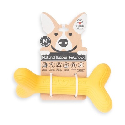 Dog&#39;s Life Natural Rubber Dog Toy Fetchstix Yellow