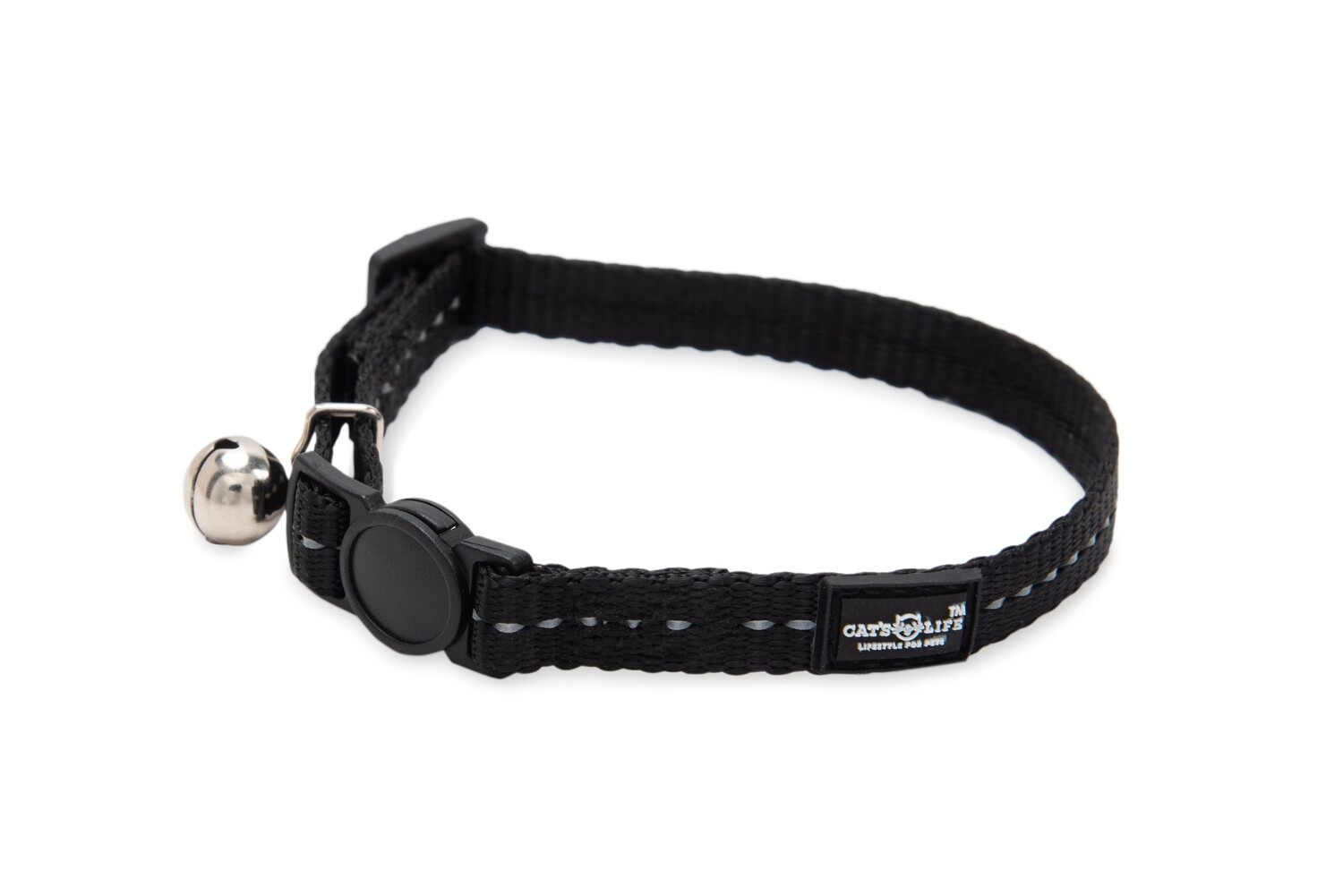 Reflective Supersoft Webbing Cat Collar Black