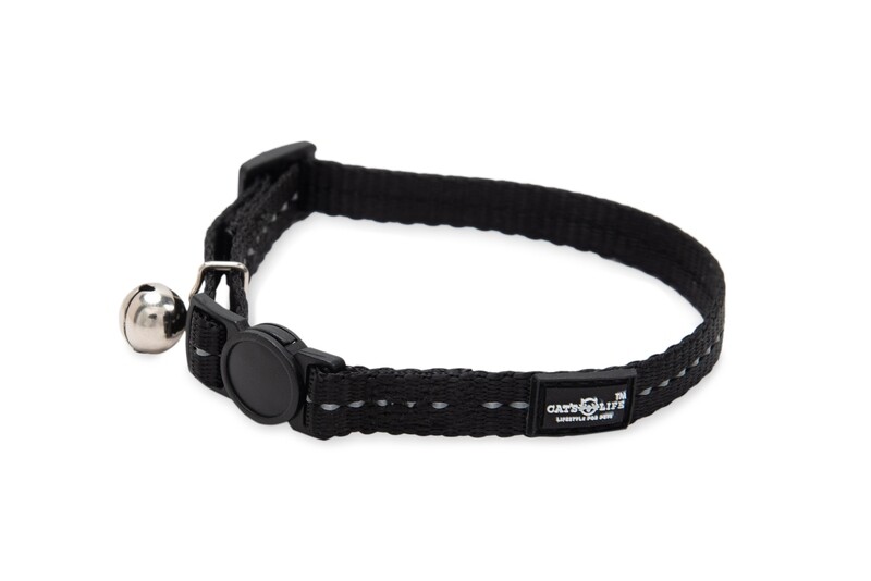 Reflective Supersoft Webbing Cat Collar Black