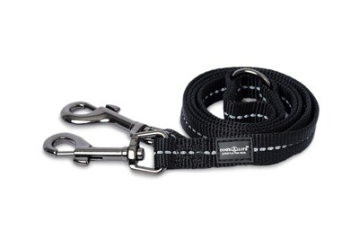 Reflective Supersoft Webbing Double Coupler Leash Black
