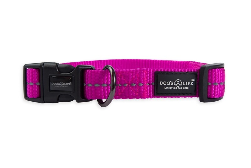 Reflective Supersoft Webbing Collar Magenta