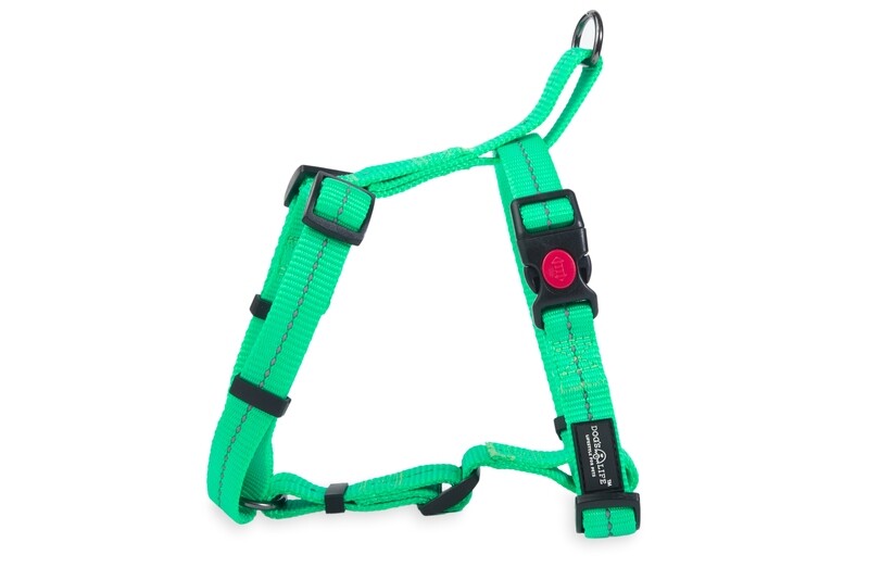 Reflective Supersoft Webbing H Harness Spring Green