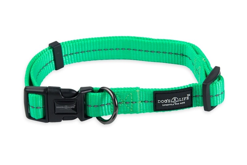 Reflective Supersoft Webbing Collar Spring Green