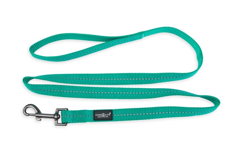 Reflective Supersoft Webbing Leash Ultra Marine Green
