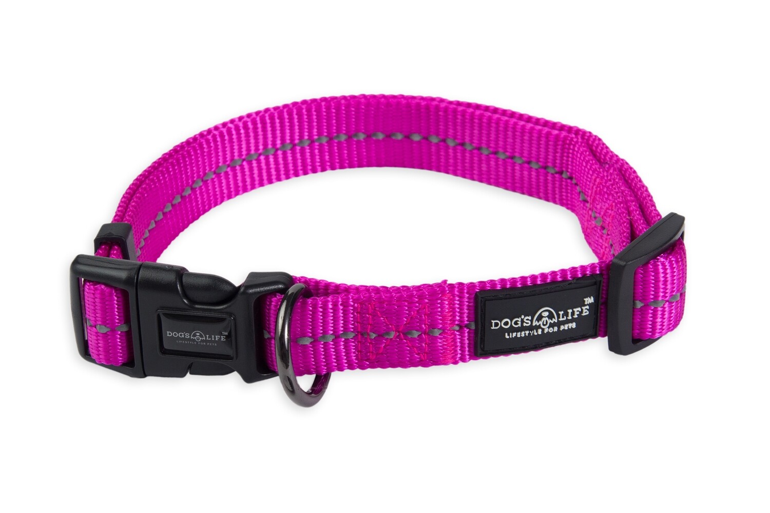 Reflective Supersoft Webbing Collar Magenta