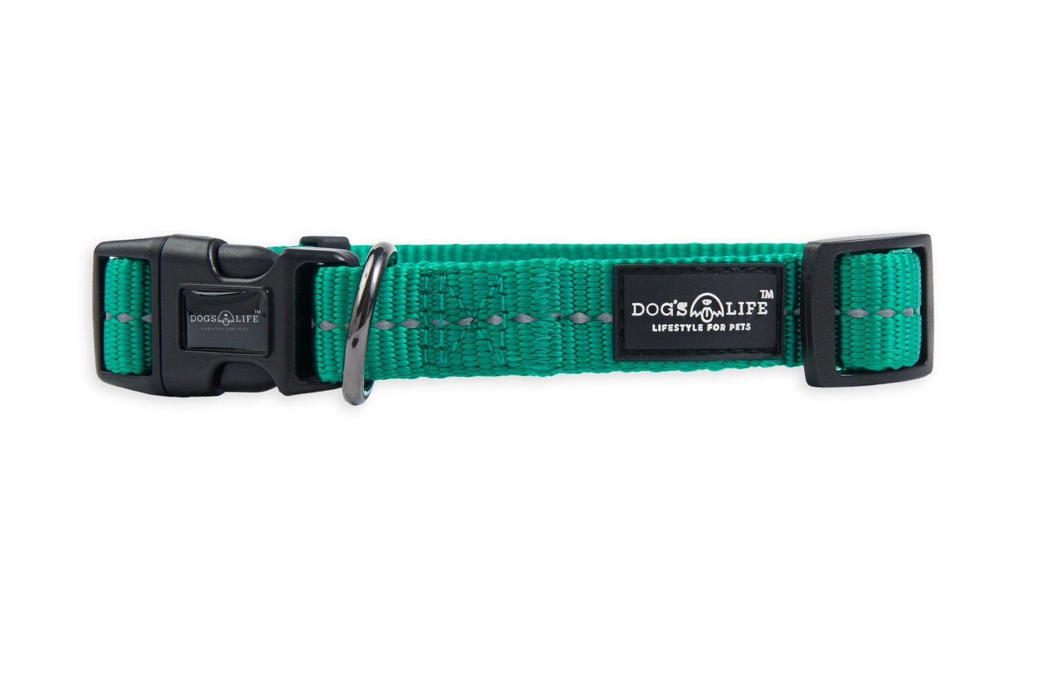 Reflective Supersoft Webbing Collar Ultra Marine Green