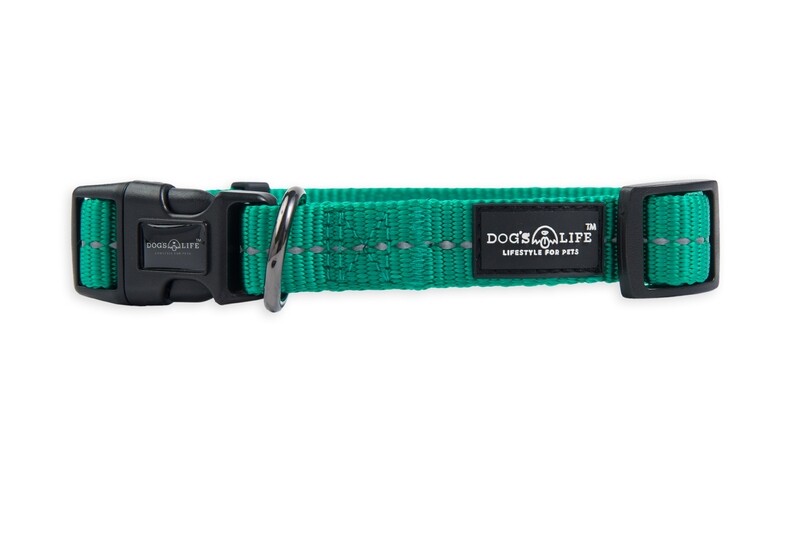 Reflective Supersoft Webbing Collar Ultra Marine Green