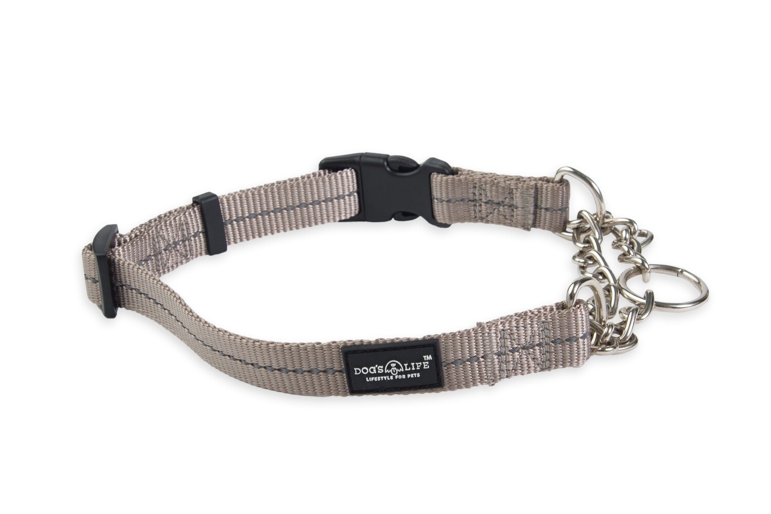 Reflective Martingale Chain Dog Collar Grey