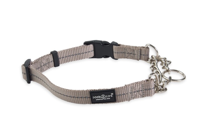 Reflective Martingale Chain Dog Collar Grey