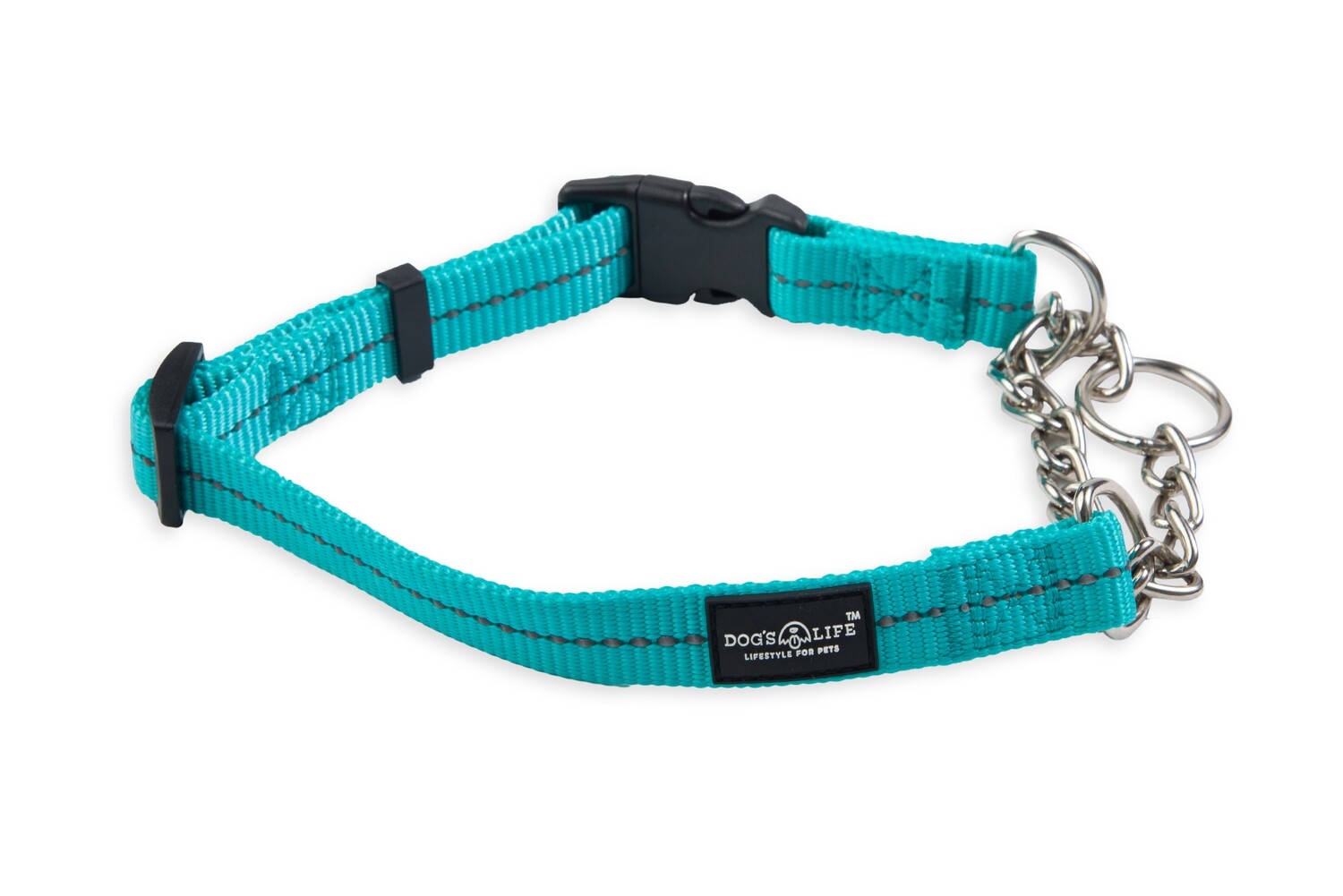 Reflective Martingale Chain Dog Collar Turquoise