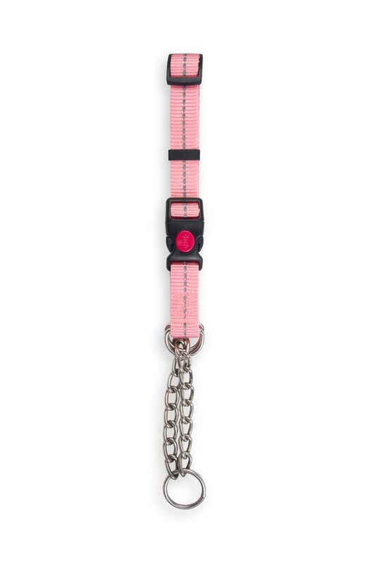 Reflective Martingale Chain Dog Collar Coral Pink