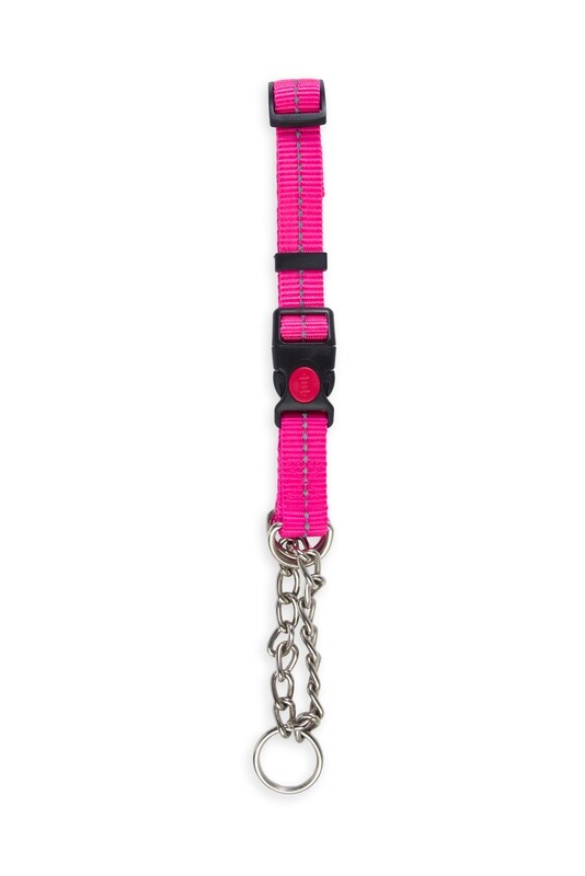 Reflective Martingale Chain Dog Collar Hot Pink