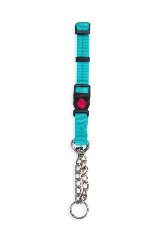 Reflective Martingale Chain Dog Collar Turquoise