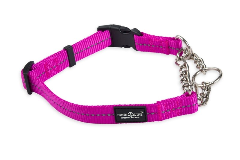 Reflective Martingale Chain Dog Collar Magenta