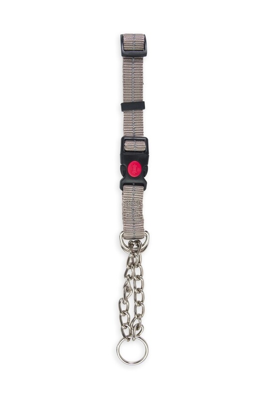Reflective Martingale Chain Dog Collar Grey