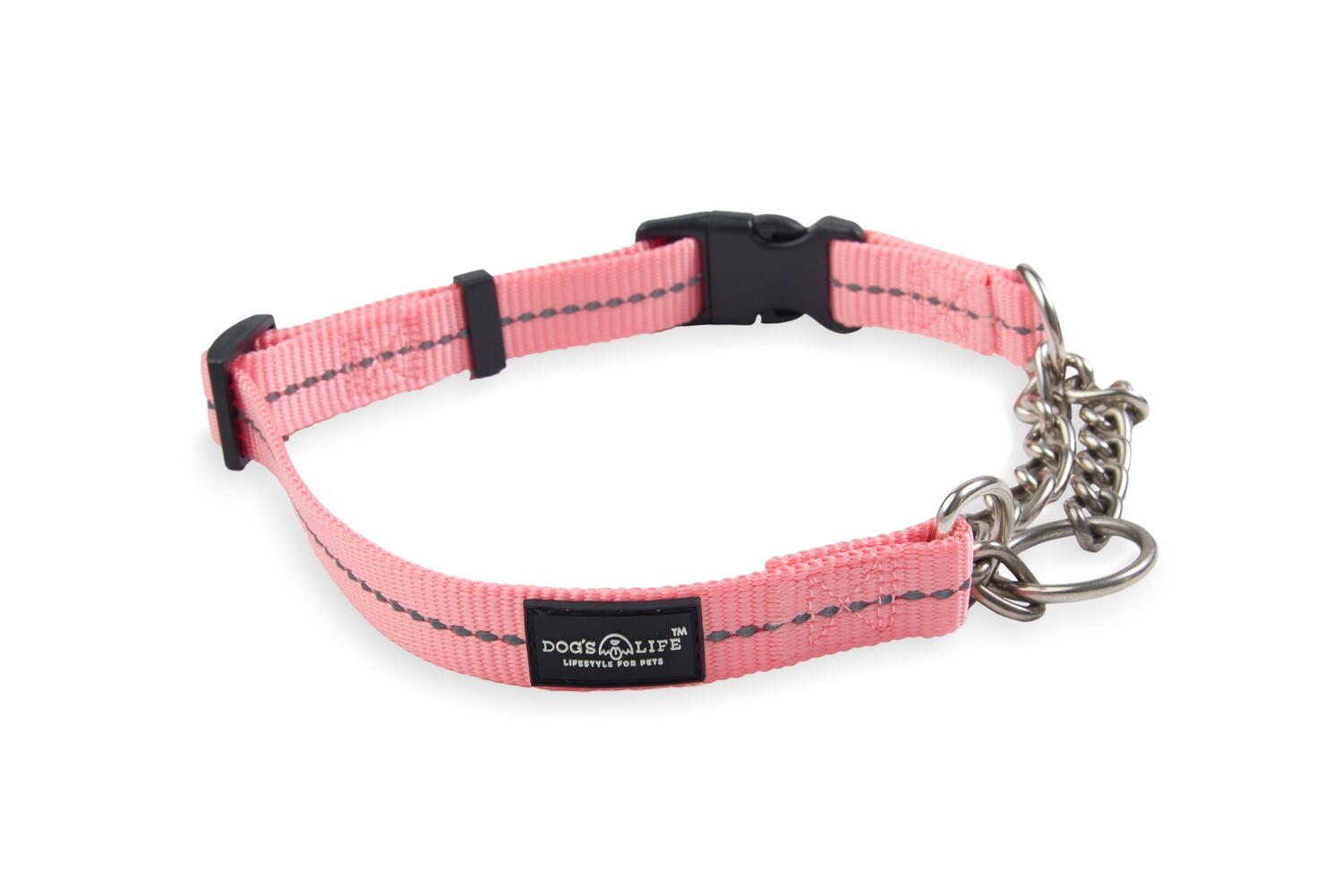 Reflective Martingale Chain Dog Collar Coral Pink