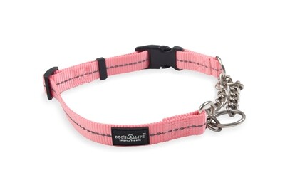 Reflective Martingale Chain Dog Collar Coral Pink